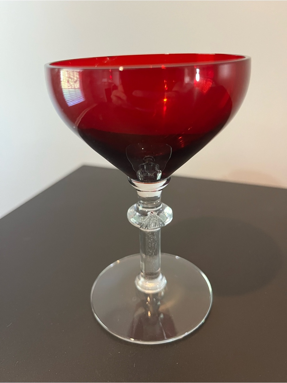 Mid-Century Cordial Cocktail Glass, Ruby Red - Picture 3 of 5